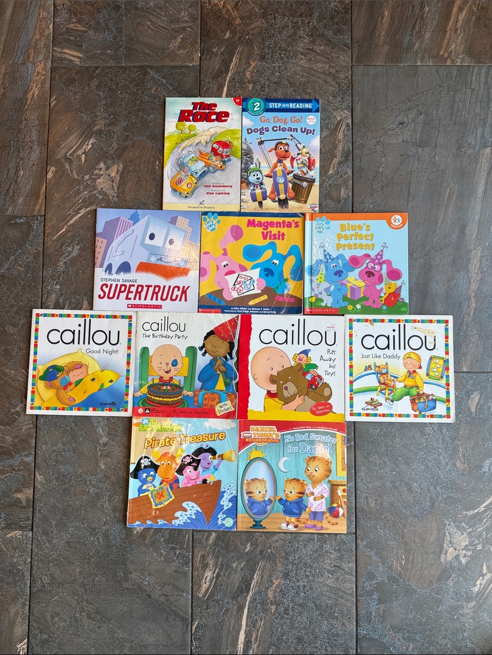 11 children’s books, Caillou, Nick Jr, Daniel Tiger, Blues Clues, Go Dog Go!